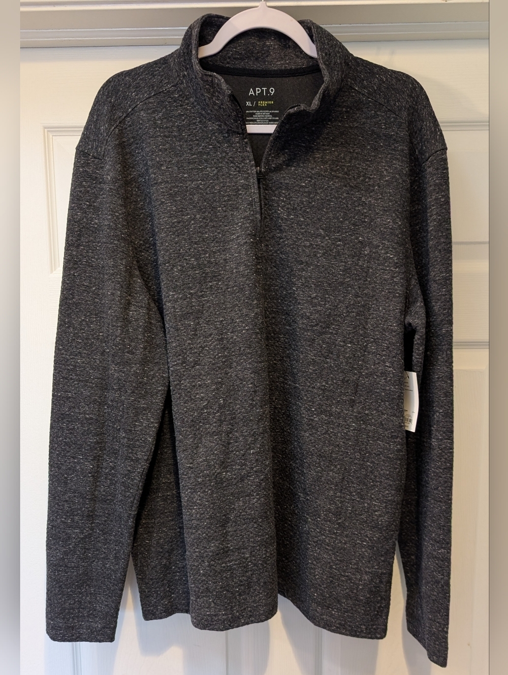 NEW Apt. 9 Men's Gray Premier Flex Textured Quarter Zip Sweater Black Sky NWT